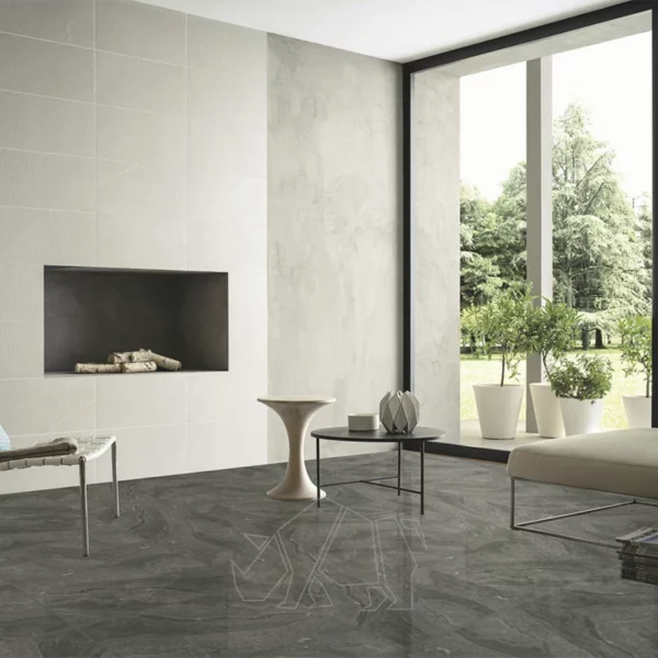 Ambiance with large gray tiles