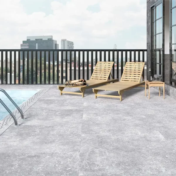 Outdoor 60x60 tile on the rooftop terrace